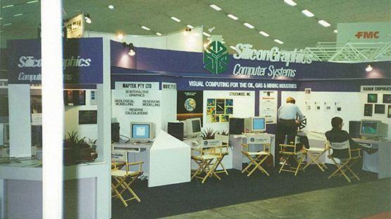 A Silicons Graphics booth at an event.