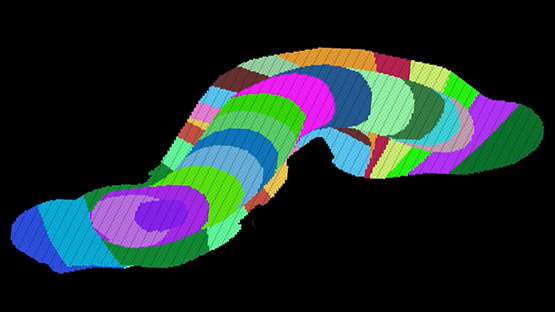 Modelo de bloques coloreado por fase de programación