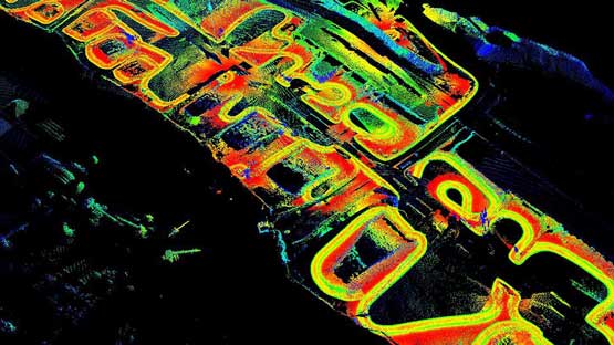 Graphic displaying the flow of data from a laser scanner to MDS and in use by office teams